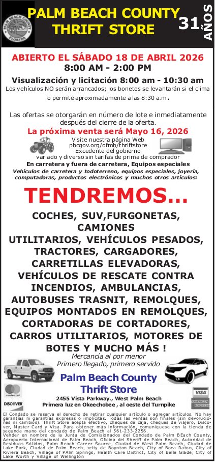 PBC Thrift Shop April 2026 ad